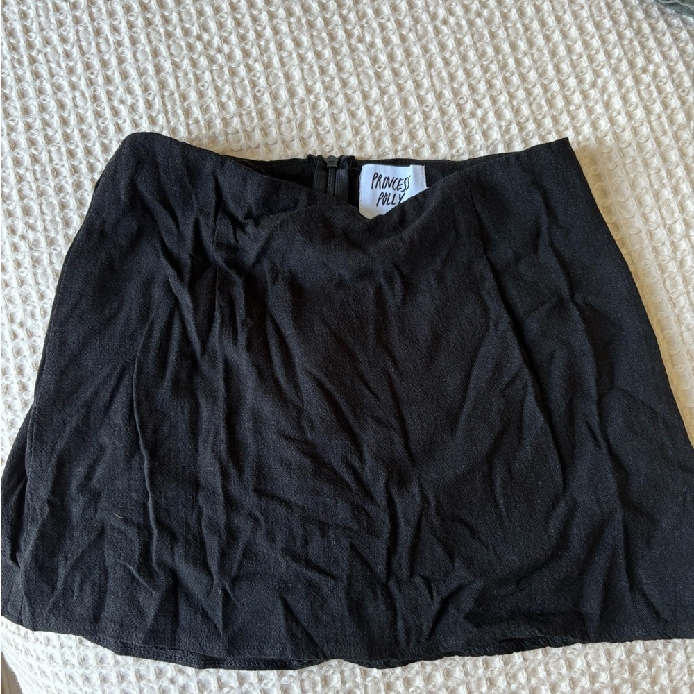 Black Linen Blend Skirt